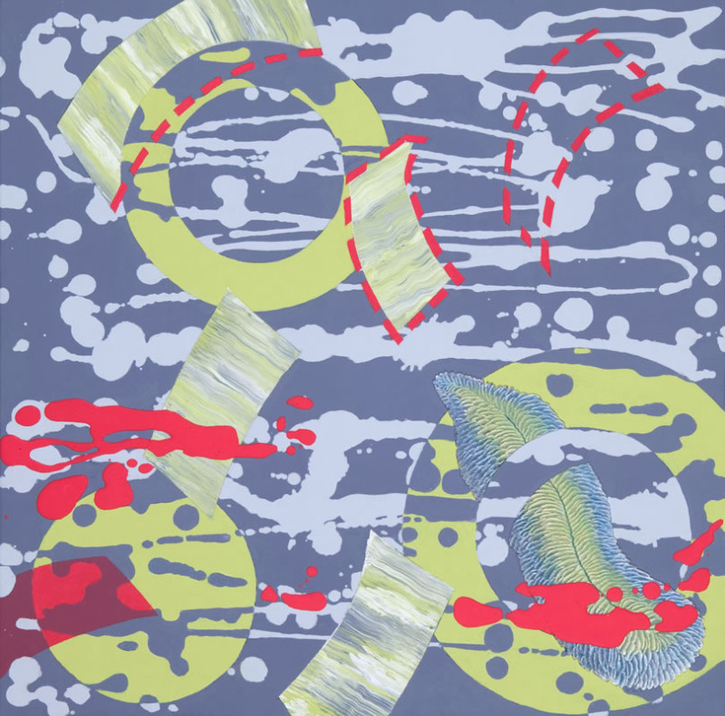 "Vague Reference", 2007, mixed media on canvas on board, 16"x16"x2"d